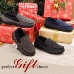 LongBay Men's Black Moccasin Slippers, Size 11