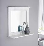White Wall-Mounted Bathroom Mirror with Shelf