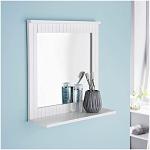 White Wall-Mounted Bathroom Mirror with Shelf