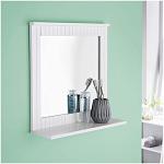 White Wall-Mounted Bathroom Mirror with Shelf
