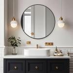 Stylish 50cm Round Brushed Frame Wall Mirror