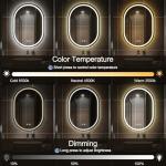 LED Oval Bathroom Mirror with Anti-Fog and Dimming