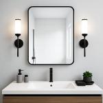 Stylish Black Wall-Mounted Rectangle Mirror, 55x75cm