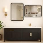 Stylish Black Wall-Mounted Rectangle Mirror, 55x75cm
