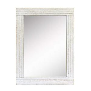 Rustic White Wood Frame Wall Mirror, Versatile Display