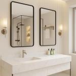 Stylish Black Wall-Mounted Rectangle Mirror, 55x75cm