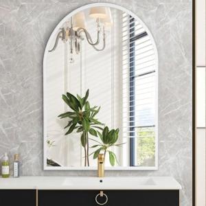 White Arched Wall Mirror for Home Decor