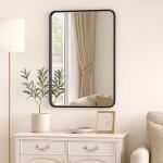 Stylish Black Wall-Mounted Rectangle Mirror, 55x75cm