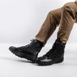 Men's Black Tactical Combat Boots with Zip and Laces