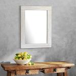 Rustic White Wood Frame Wall Mirror, Versatile Display
