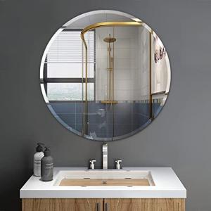 Frameless Round Wall Mirror with Beveled Edges