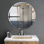 Frameless Round Wall Mirror with Beveled Edges