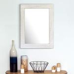Rustic White Wood Frame Wall Mirror, Versatile Display