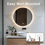 LED Backlit Round Bathroom Mirror with Dimmable Lighting