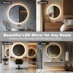 LED Backlit Round Bathroom Mirror with Dimmable Lighting