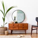 Round Wall Mounted Black Bathroom Makeup Mirror