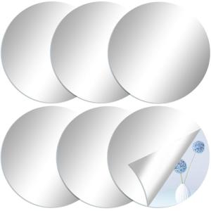 6-Pack Self-Adhesive Round Acrylic Wall Mirrors