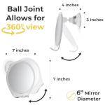 Fogless Shower Shaving Mirror with Suction & Swivel