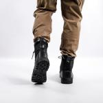 Men's Black Tactical Combat Boots with Zip and Laces