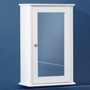 Small White Mirrored Bathroom Cabinet with Shelf