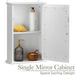 Small White Mirrored Bathroom Cabinet with Shelf