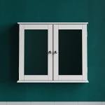 White Double Door Mirrored Bathroom Cabinet