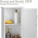 Small White Mirrored Bathroom Cabinet with Shelf