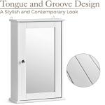 Small White Mirrored Bathroom Cabinet with Shelf