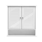 White Bathroom Wall Cabinet with Mirrored Doors