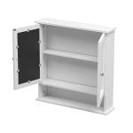 White Bathroom Wall Cabinet with Mirrored Doors