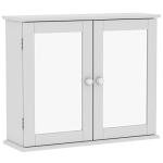 White Double Door Mirrored Bathroom Cabinet
