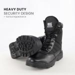 Men's Black Tactical Combat Boots with Zip and Laces