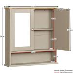 Grey & Oak Mirrored Double Door Bathroom Cabinet
