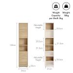 VonHaus Tall Oak Bathroom Cabinet with Slatted Design