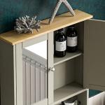 Grey & Oak Mirrored Double Door Bathroom Cabinet