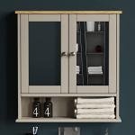Grey & Oak Mirrored Double Door Bathroom Cabinet