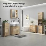VonHaus Tall Oak Bathroom Cabinet with Slatted Design
