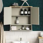 Grey & Oak Mirrored Double Door Bathroom Cabinet