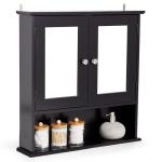 Black Bathroom Mirror Cabinet with Storage & Shelves