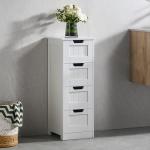 White 4 Drawer Bathroom Storage Cabinet Unit