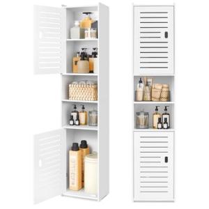 Slim Tall Bathroom Storage Cabinet in White