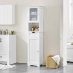 Yaheetech Tall Wooden Bathroom Storage Cabinet