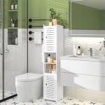 Slim Tall Bathroom Storage Cabinet in White