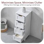 White 4 Drawer Bathroom Storage Cabinet Unit