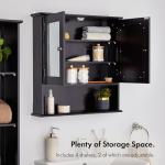 Black Bathroom Mirror Cabinet with Storage & Shelves