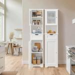 Yaheetech Tall Wooden Bathroom Storage Cabinet