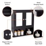 Black Bathroom Mirror Cabinet with Storage & Shelves