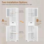 Yaheetech Tall Wooden Bathroom Storage Cabinet
