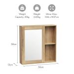 Oak Effect Mirror Bathroom Cabinet with Adjustable Shelf