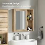 Oak Effect Mirror Bathroom Cabinet with Adjustable Shelf